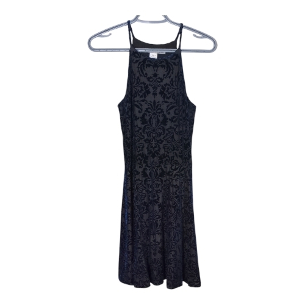 Necessary Objects Y2K High Neck Velvet Burnout Fit and Flare Dress Size Medium